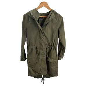 Love Tree‎ Womens Anorak Jacket Hooded Military Drawstring Olive Green Small